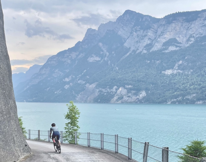 Triathletes training together